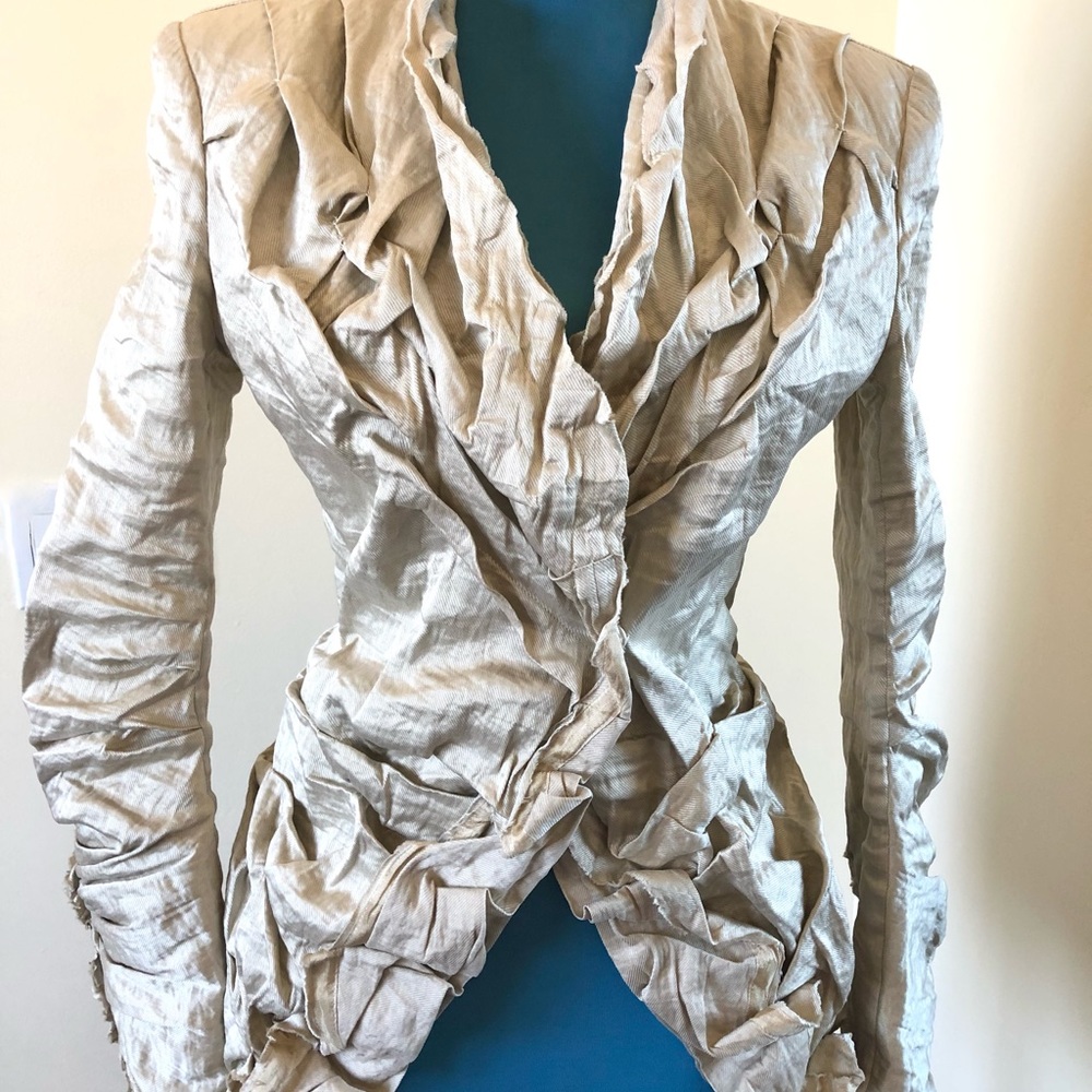Donna Karan Crushed Stretch-Metallic Jacket 2